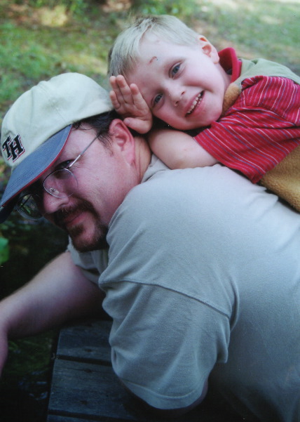 Luke with Dad on bridge